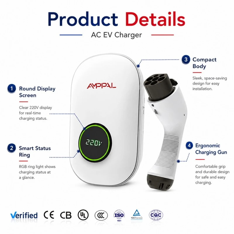 7kW Portable Wall-Mounted AC Charging Station for Homes & Workplaces